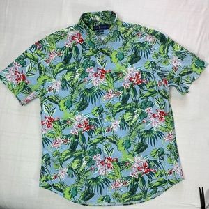 Blue Tropical Floral Short-Sleeve Shirt